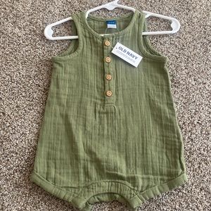 New Old Navy Linen Tank Romper (Olive Green)